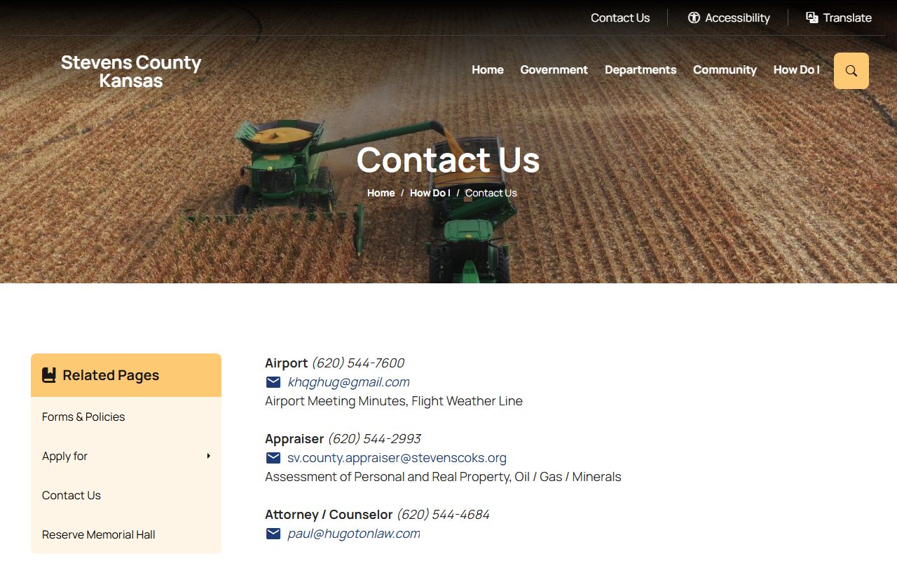 Stevens County contact page jail and dispatch contact information